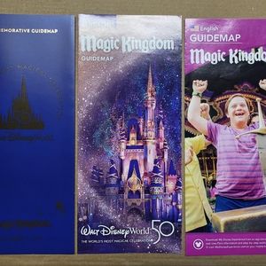Disney World 50th Anniversary Magic Kingdom Commemorative Guide Map + MK Maps